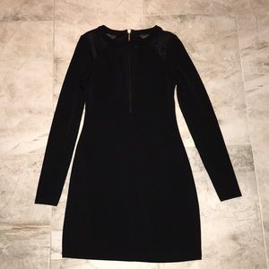Express fitted black long sleeve dress